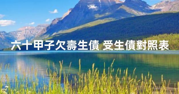 六十甲子欠壽生債 受生債對照表